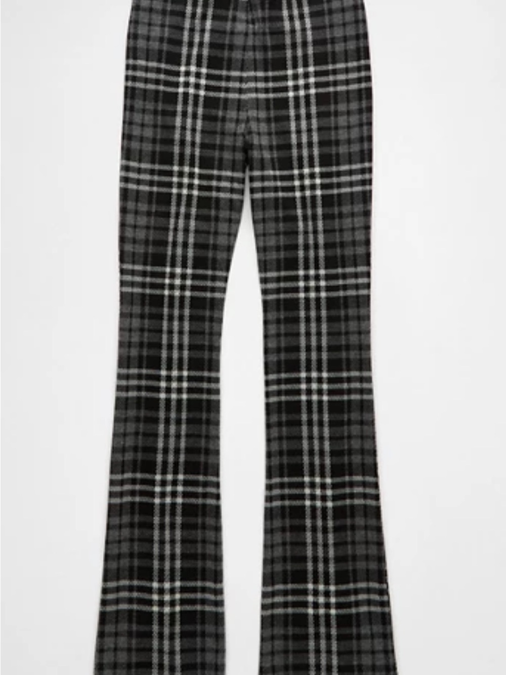 American Eagle Women’s Black & Gray Plaid Flare Pants